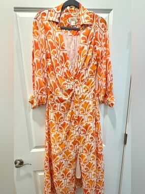 Anthropologie Printed Maxi Shirt Wrap Dress